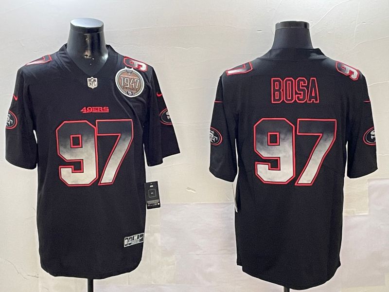 Men San Francisco 49ers #97 Bosa Black Nike Smoke Fashion 2024 Limited NFL Jersey style 2->san francisco 49ers->NFL Jersey